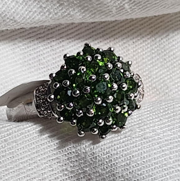 Green chrome diopside cluster ring - Picture 8 of 10